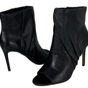 Vince Camuto Atonna Black Leather Peep Toe Stiletto Heel Ankle Booties Size 8.5